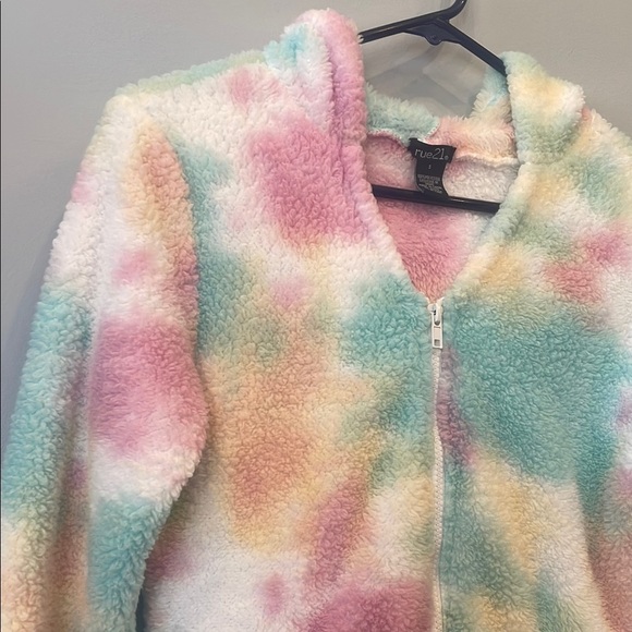 Colorful Tie-Dye Fleece Zip-Up Romper hooded - Picture 3 of 3